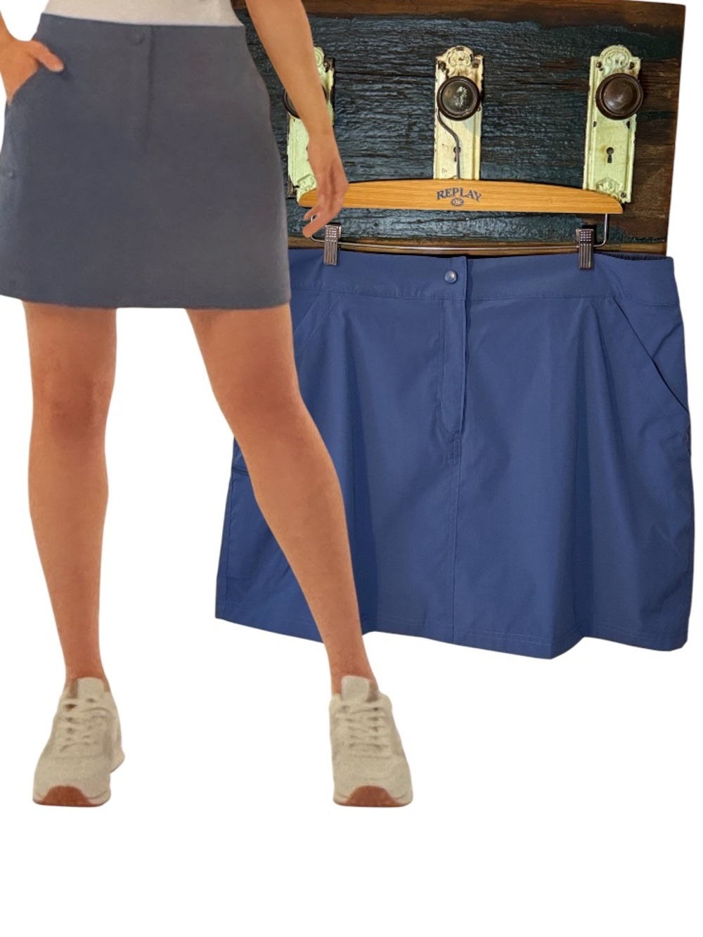2/$30 32 Degrees Cool Vintage Indigo Blue Lightweight Tech Skort Skirt Size XL